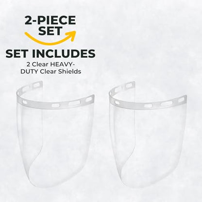2 Pack Clear Tapered Face Shield Visors – 9" x 15.5" Wraparound Safety Shields – High Visibility Replacement Visors for Headgear – ANSI Z87.1 - color: Clear, 2 Pack Tapered