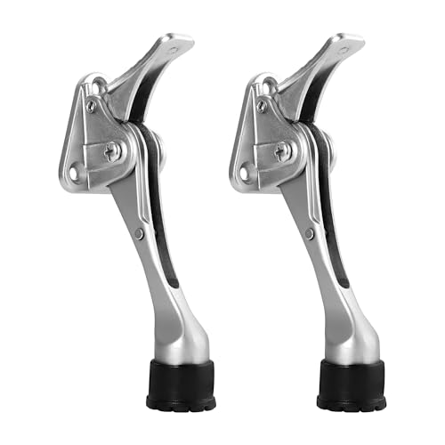 Malimali 4" Kickdown Door Stoppers for Bottom of Door, Flip Down Door Stop - color: Satin Nickel 2 Pack