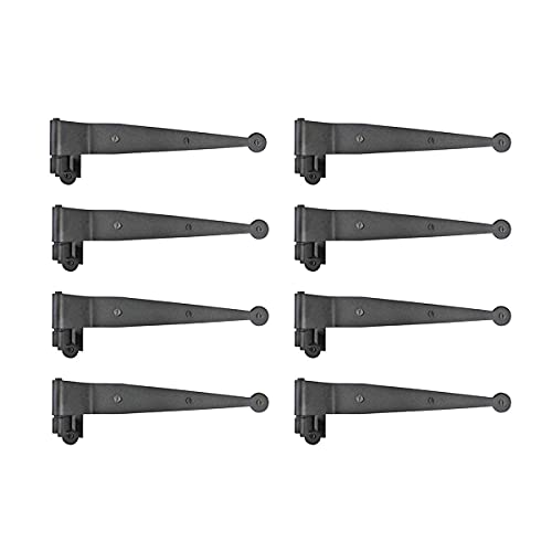 Renovators Supply Manufacturing Pack of 8 Black Pintle Strap Hinge 11.75 Inch Offset Colonial Shutter Hardware - size: Pack of 8