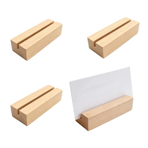 4 Pcs Wooden Place Card Holder - color: Wood