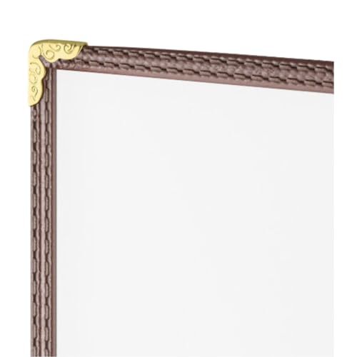 TrueCraftware- 8-1/2” x 11” Brown Double Fold Restaurant Menu Covers 2 Page 4 View Set of 10- Crystal Clear Café Menu Holders Fits A4 Size Paper Menu Covers Clear Menu Sleeves - color: Brown