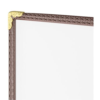 TrueCraftware- 8-1/2” x 11” Brown Double Fold Restaurant Menu Covers 2 Page 4 View Set of 10- Crystal Clear Café Menu Holders Fits A4 Size Paper Menu Covers Clear Menu Sleeves - color: Brown