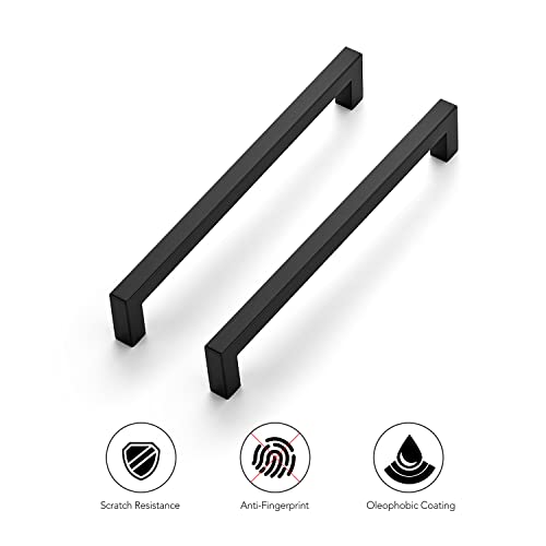 Ravinte Matte Black Cabinet Handles Square Pulls 8 Inch 10 Pack - size: 8-1/2 Inch (8 Inch Hole Center)