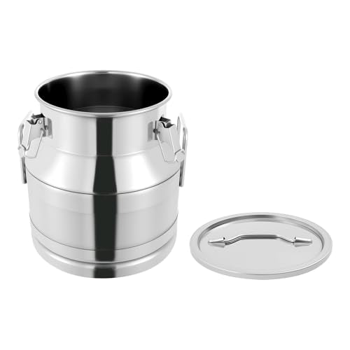 1 mm Thickened Stainless Steel Milk Can Large Liquid Container Storage,Stainless Steel Milk Bucket With Sealing Lid and Carry Handle,for Wine, Oil Storage Transport (20L/5.25 Gal) - size: 20L/5.25 Gal