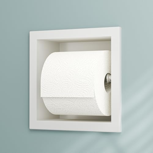Neodrain White 304 Stainless Steel Recessed in Wall Toilet Paper Holder - color: White, size: 6X6In