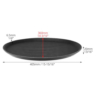 QWORK 16-Inch Round Non-Slip Serving Trays – 4 Pack Rubber Surface Plastic Tray Set for Restaurant, Café & Bar