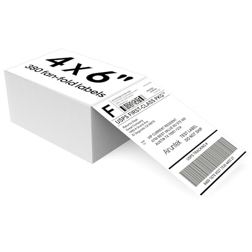 4x6 Thermal Labels, 380 Fanfold Labels, Perforated & Strong Adhesive, Compatible with Direct Thermal Printers for USPS UPS FedEx DHL Address Shipping Label - size: 4x6*380