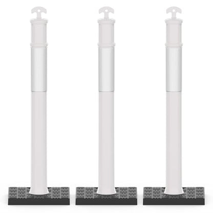 RoadHero 45 Inch Traffic Delineator Post Cones with Base, White, 3 Pack - color: White