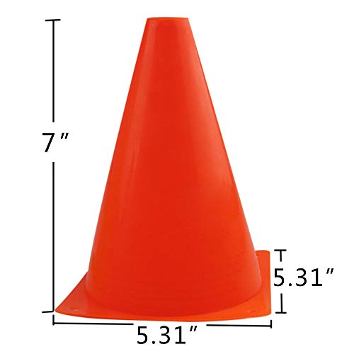 Mirepty 7 Inch Plastic Traffic Cones Sport Training Agility Marker Cone - color: Orange, 24 Pack