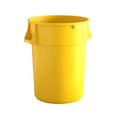 44 Gallon Yellow Round Commercial Trash Can, Heavy-Duty Food Grade NSF Certified, Perfect for Restaurant, Office, School, Garage, Backyard, Workshop, Warehouse - color: Yellow, size: 44 Gallon, style: Trash Can