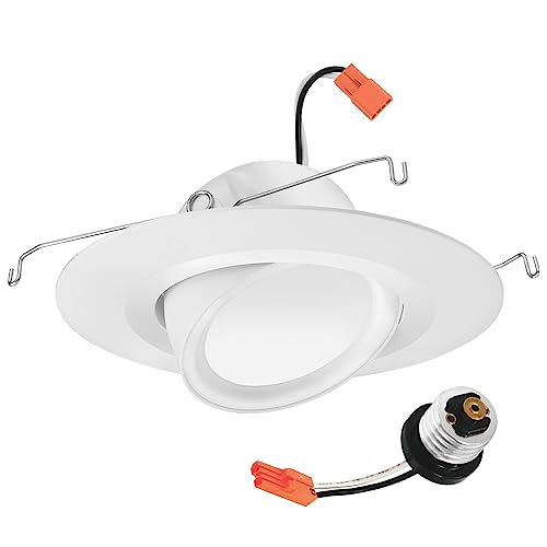 Juno RetroBasics 5"/6" Inch Adjustable LED Recessed Lighting 5-in-1 CCT - color: Switchable White, size: 5/6-Inch, style: Standard | Adjustable | Smooth Trim