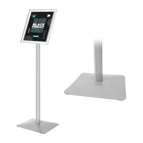 Sign Stand for Display, Ultra Stable Heavy Duty Pedestal Signage Holder - size: 8.5x11, style: Silver