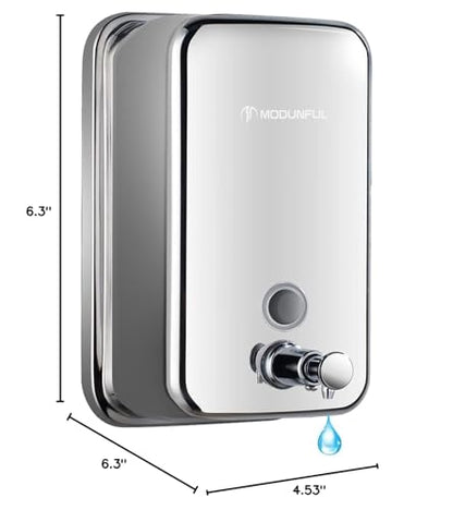 Stainless Steel Soap Dispenser for Home – 16.9oz Wall Mount - size: Vertical 16.9oz