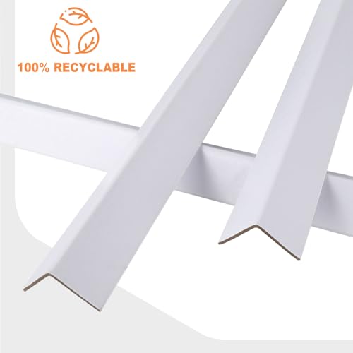 Cardboard Edge Protector 2” X 2” X 48”, Pack of 100 – Cardboard Corner Protectors for Shipping White V-Board Pallet Corner Protectors