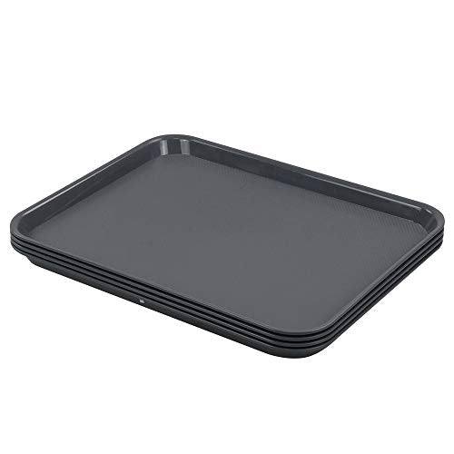 Plastic Fast Food Trays, Cafeteria Trays, 4 Pack Serving Trays (Grey) - color: Gray