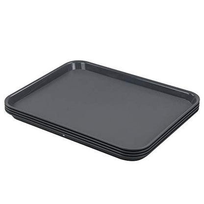 Plastic Fast Food Trays, Cafeteria Trays, 4 Pack Serving Trays (Grey) - color: Gray
