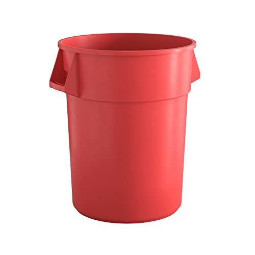 55 Gallon Red Round Commercial Trash Can, Heavy-Duty Food Grade NSF Certified, Perfect for Restaurant, Office, School, Garage, Backyard, Workshop, Warehouse - color: Red, size: 55 Gallon, style: Trash Can