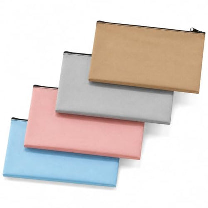 Zippered Security Bank Deposit Bag, PU Leather Cash and Coin Utility Pouch Bank Envelopes with Zipper - color: Multi-colored