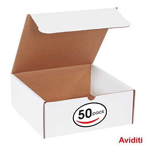Box USA Mailer Boxes Small 10"L x 10"W x 4"H 50-Pack - Corrugated Cardboard Box for Shipping, Moving, Mailing, Packing, Packaging and Storage - size: 10x10x4" 50-Pack White