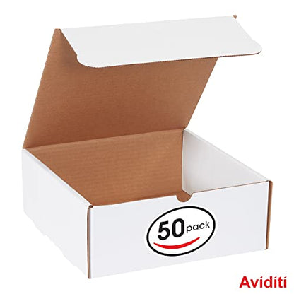 Box USA Mailer Boxes Small 10"L x 10"W x 4"H 50-Pack - Corrugated Cardboard Box for Shipping, Moving, Mailing, Packing, Packaging and Storage - size: 10x10x4" 50-Pack White