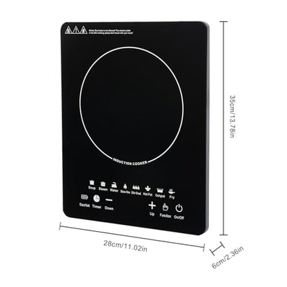 Portable Induction Burner, 110v 750w Electric Induction Burner with Touch Panel, LED Display Screen, 140-464℉ Adjustable Temp & Timer Commercial Hot Plate Cooker