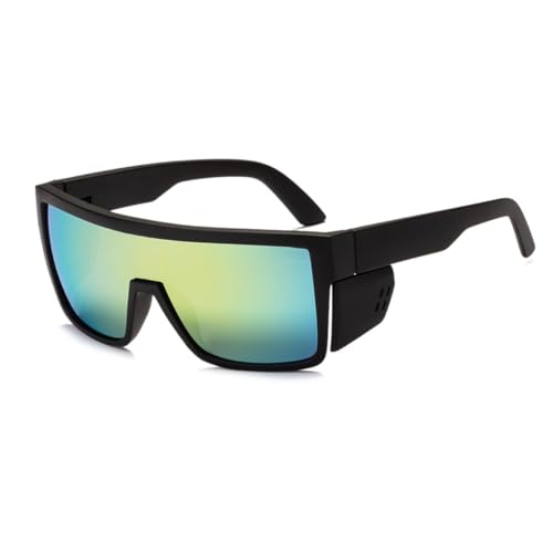 Polarized Safety Sunglasses, UV400 Protection, ANSI Z87.1 Wraparound Protective Eyewear - color: Matte Black Gold Mirror