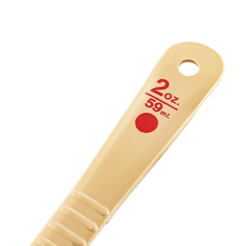 Carlisle FoodService Products 2 Ounce Portion Control Spoon – Long Handle – Flat Bottom Server for Sauces & Toppings, Color Coded Measuring Utensil, Beige