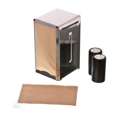 TrueCraftware- Set of 2 Stainless Steel Napkin Dispenser Dual Side Tall Fold with Polished Finish 3-3/4" x 4-1/2" x 7-1/2"- Table Top Napkin Dispenser for Kitchen Dining Table
