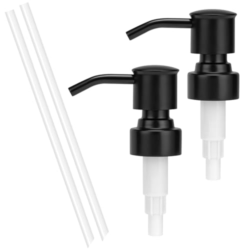 2 Pack Black 304 Stainless Steel Soap Dispenser Pump Replacement Standard 28/400 Thread for Regular Mouth Bottles Lotion Soap Dispenser for Kitchen Bathroom - color: Black
