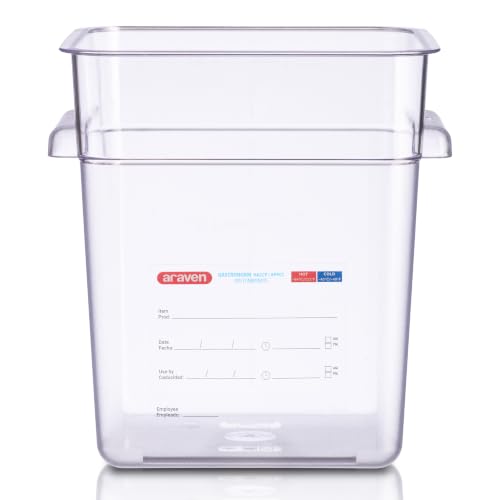 Araven Square Food Container, Food Container Commercial, 8 QT, Clear
