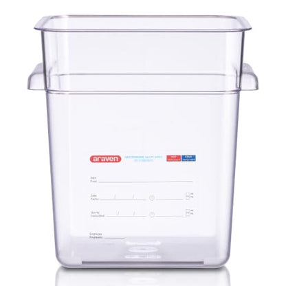 Araven Square Food Container, Food Container Commercial, 8 QT, Clear