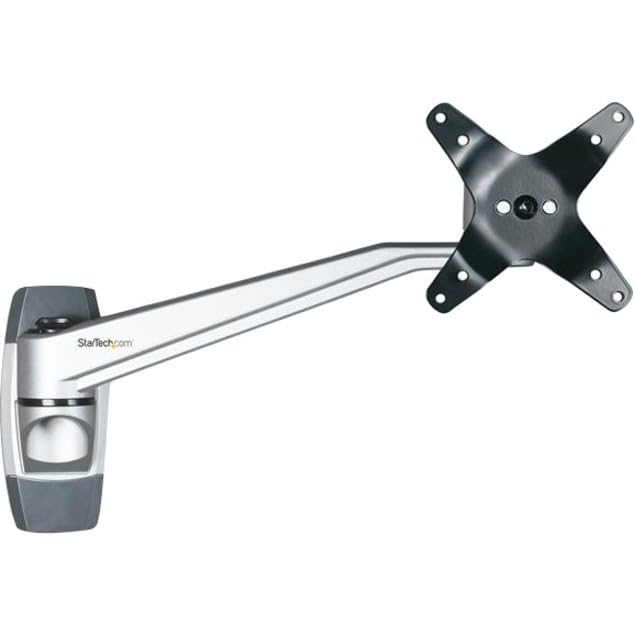 StarTech Wall Mount Monitor Arm 12in to 34in, 30.9lb/14kg, Swivel, Silver - color: Silver, style: Single-Swivel