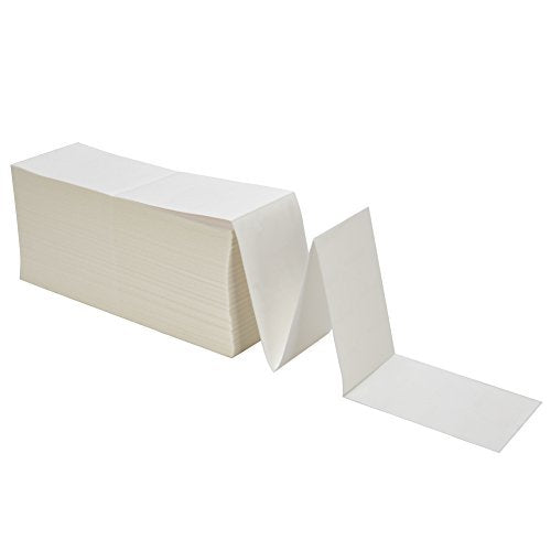 MFLABEL 4x6 Direct Thermal Labels (8000 Labels) 4" x 6" Perforated Shipping Labels Compatible with Zebra Printers Fanfold Thermal Label Stickers for Shipping Packages - 4 Stacks White Labels - size: 2000 Labels/Stacks White
