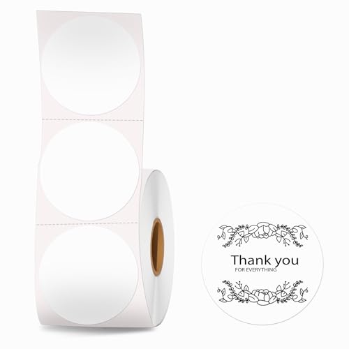 2 inch Round Thermal Labels, Thermal Printer Labels Sticker use for Barcode, Shipping, Customized, Circle Direct Thermal Stickers 600 PCS/1 Roll, White - color: White, size: 2''×2''(Round)