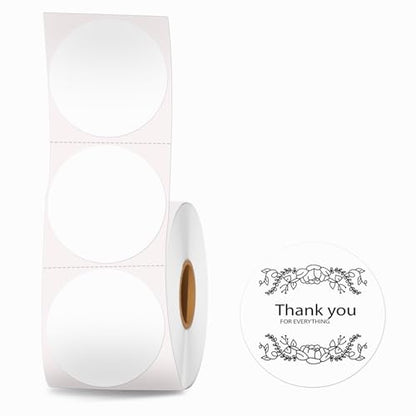2 inch Round Thermal Labels, Thermal Printer Labels Sticker use for Barcode, Shipping, Customized, Circle Direct Thermal Stickers 600 PCS/1 Roll, White - color: White, size: 2''×2''(Round)