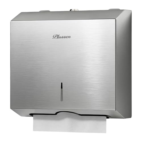 Commercial Paper Towel Dispenser Wall Mount - Heavy Duty Stainless Steel Multifold Paper Towel Dispenser for Bathroom Restroom & Office - Fits C Fold Trifold Hand Towels - color: Brushed