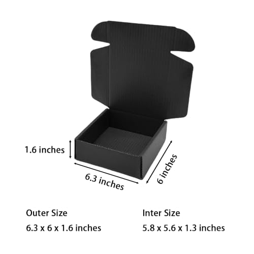 50 Pack 6.3x6x1.6 in Black Shipping Boxes - color: Black, size: 6.3x6x1.6 in