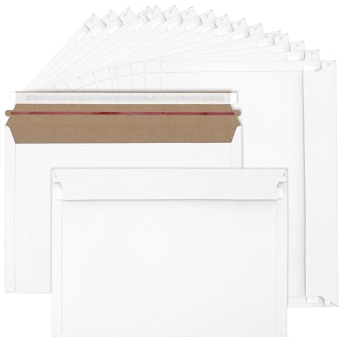 PINGEUI 150 PCS 9 x 12 Inches White Cardboard Rigid Mailers, Self Seal Photo Document Mailers,Rigid Paperboard Envelopes for Shipping,CD,Paper