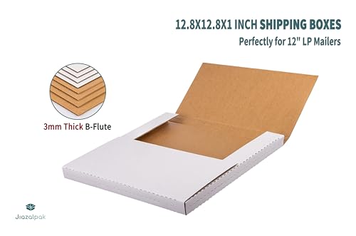 12-inch Vinyl Record Mailers, 12.8x12.8x1-inch, White, 25 Pack - size: 25 Pack