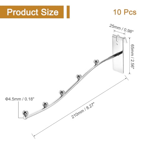 uxcell 10Pcs 8" Gridwall Waterfall Hooks, 5 Ball Metal Display Hangers, Wire Grid Wall Accessories for Home, Clothing Retail Shop, Silver
