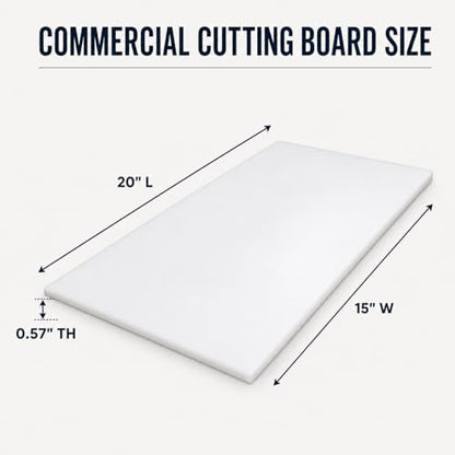 Commercial Cutting Board, Plastic Poly Kitchen Board Dishwasher Safe, Heavy Duty Food Prep Surface for Restaurant Use (20"L x 15"W x 0.57"Th) - color: White, size: 20"L x 15"W