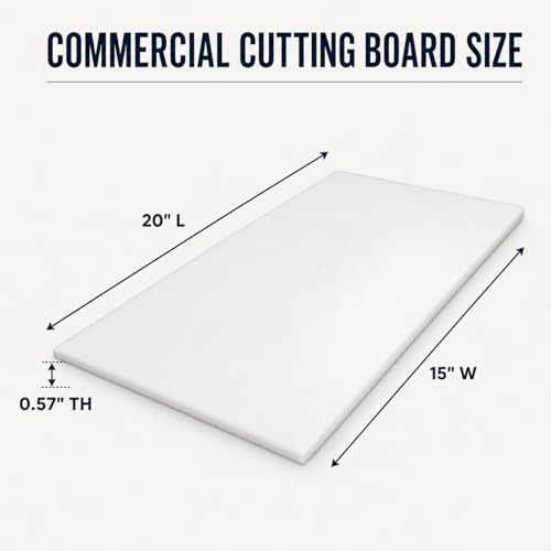 Commercial Cutting Board, Plastic Poly Kitchen Board Dishwasher Safe, Heavy Duty Food Prep Surface for Restaurant Use (20"L x 15"W x 0.57"Th) - color: White, size: 20"L x 15"W