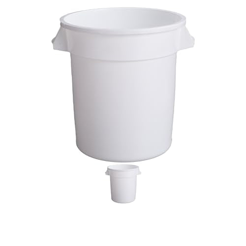 32 Gallon Round Trash bin Garbage can Outdoor Yard Trash can Trash Barrels Garbage Drum Heavy Duty Trash can Industrial Trash can Kitchen Trash bin (2, White) - color: White