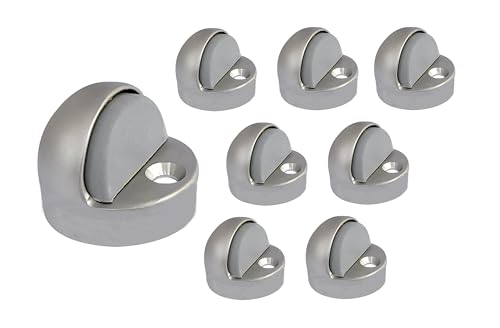 QCAA High Dome Floor Door Stop, 1-11/16" x 1-3/16", Zinc Die Cast, Satin Nickel, 8 Pack, Made in Taiwan - color: Satin Nickel(High), size: 8 Pack