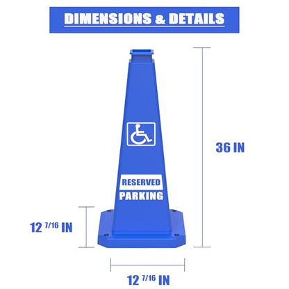 36" Blue Accessible Parking Safety Cones 6-Pack with Base - color: Blue, size: 36"