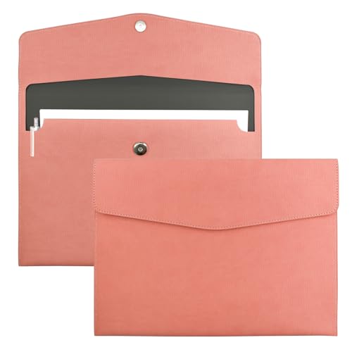 VANRA 1 Piece PU Leather Envelope File Folders Holder A4 Paper Organizer - color: Pink