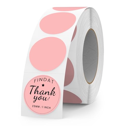 Pink Round Thermal Labels 1 Inch Vinyl Printer Sticker 500 PCS - color: Pink