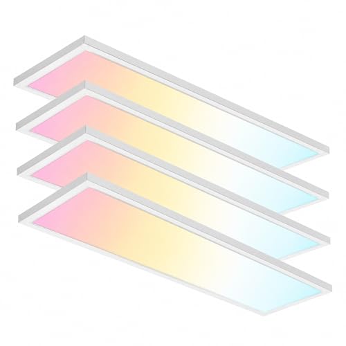 1x4 Led Flat Panel Light Surface Mount Ceiling Light, 3CCT 3000K/4000K/5000K Dimmable, 30W/40W/46W 5060LM -Lit, Flush Mount or Drop Ceiling for Office Kitchen Garage, White (4 Pack) - size: 4 Pack