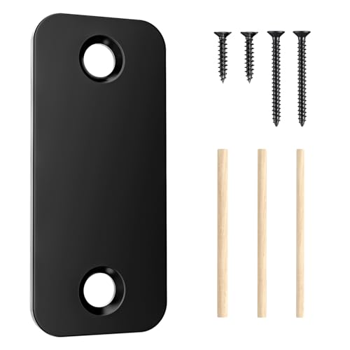 1" x 2-1/4" Door Hole Cover Plate Stainless Steel Door Strike Filler Plate - color: Black, size: 1 Pack