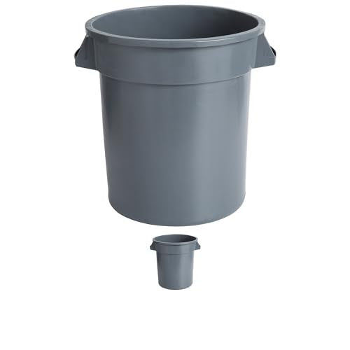 32 Gallon Round Trash bin Garbage can Outdoor Yard Trash can Trash Barrels Garbage Drum Heavy Duty Trash can Industrial Trash can Kitchen Trash bin (2, Gray) - color: Gray